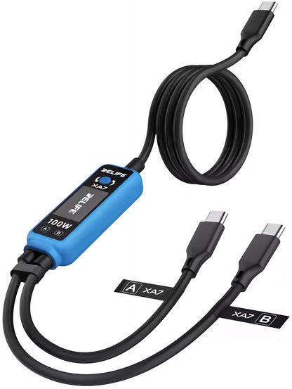 USB-C Charging Cable - 2 x USB-C Relife XA7 Display, 100W, 1.33m, Black