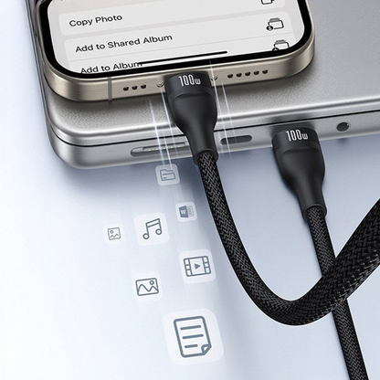 Câble de charge USB-C - Lightning / 2 x USB-C Baseus Flash Series III 3en1, 100W, 1,5m, Noir, Reconditionné P10377502111-00