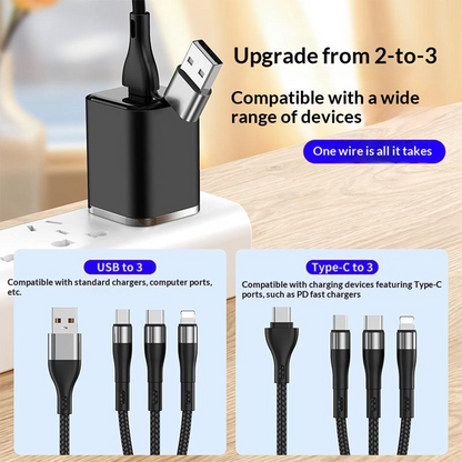 USB-C / USB-A Ladekabel - Lightning / microUSB / USB-C OEM B6, 100W, 1,2m, Schwarz