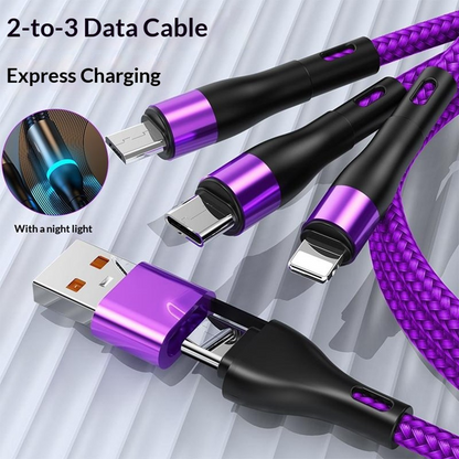 USB-C / USB-A Ladekabel - Lightning / microUSB / USB-C OEM B6, 100W, 1,2m, Schwarz