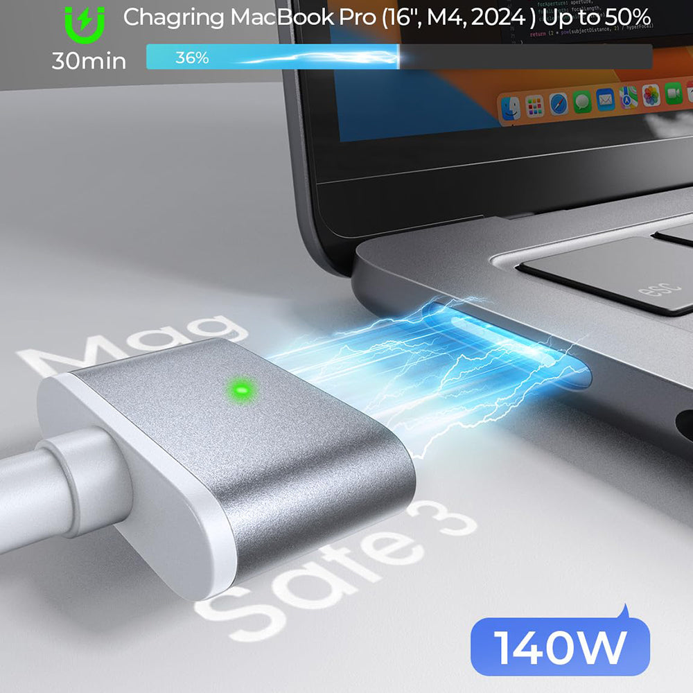 USB-C Ladekabel - MagSafe 3 Lisen, 140W, 2m, Silber YL0123070001