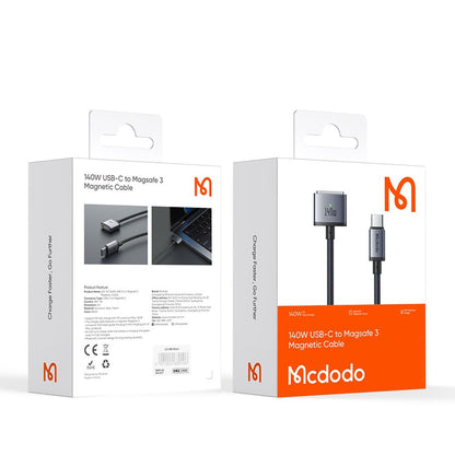 Câble de charge McDodo CA-1470, USB-C - MagSafe 3, 140W, 2m, Noir