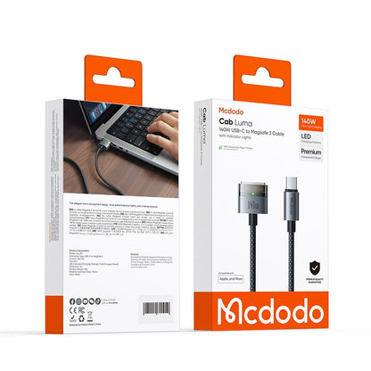 Câble de charge McDodo CA-2070, USB-C - MagSafe 3, 140W, 2m, Noir