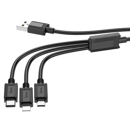 Ladekabel USB-A - Lightning / microUSB / USB-C HOCO X74 3in1, 18W, 1m, Schwarz