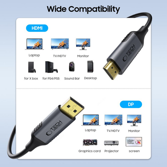 Câble vidéo Tech-Protect Ultraboost, DisplayPort - HDMI, 4K, 2m, Noir