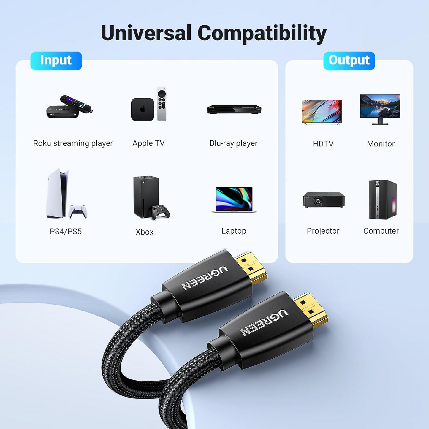 UGREEN HD118 Videokabel, HDMI - HDMI, 4K, 1,5m, Schwarz