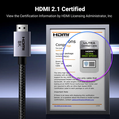 Câble Vidéo UGREEN HD171, HDMI - HDMI, 8K, 1m, Noir