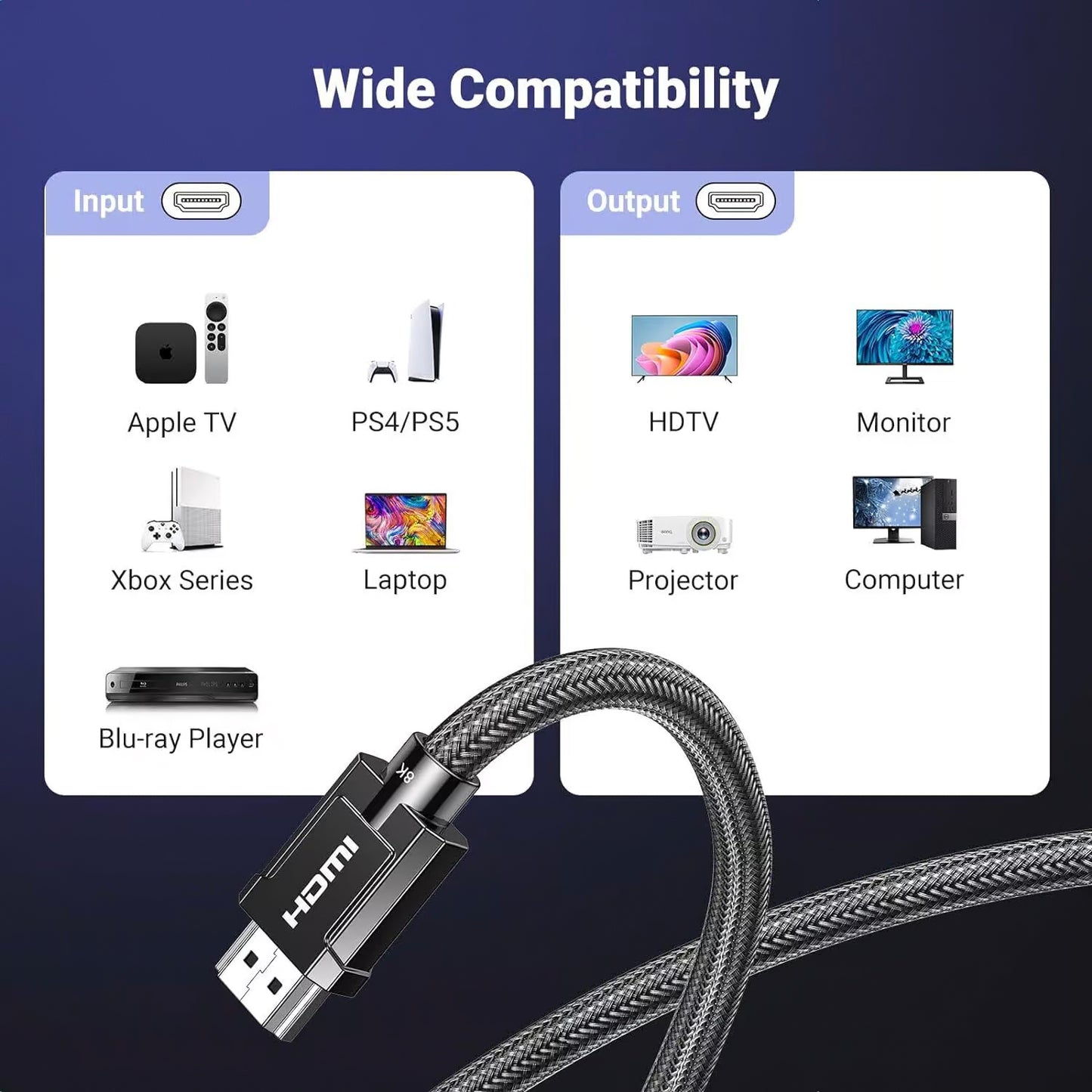 Cavo Video UGREEN, HDMI - HDMI, 8K, 1.5m, Nero