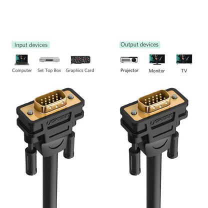 Câble vidéo UGREEN VG101 (11633), VGA - VGA, 10m, Noir