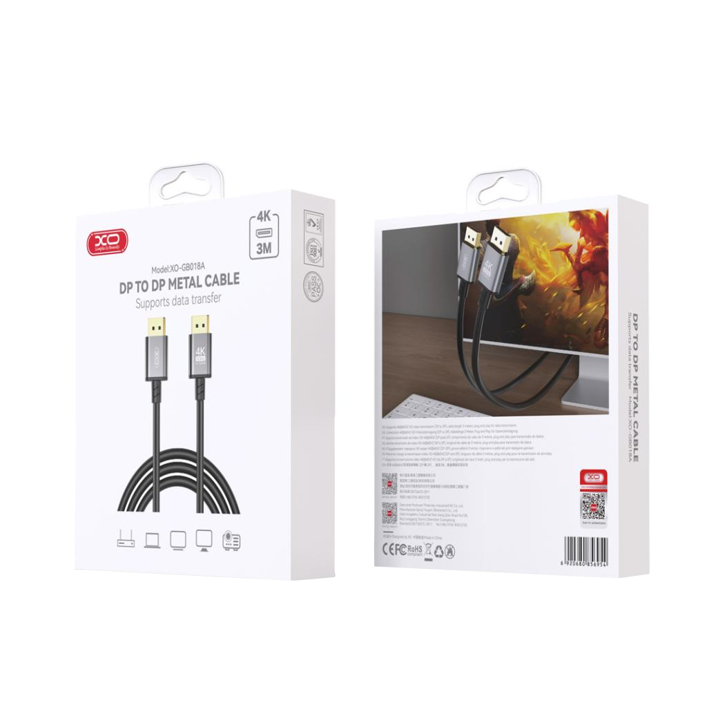 Câble Vidéo XO Design GB018A, DisplayPort - DisplayPort, 4K, 3m, Noir