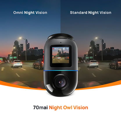 Caméra Auto 70mai Dash Cam Omni 360 X200, 1080P, 64Gb, Wi-Fi, GPS, IA, Contrôle Vocal, Affichage 1.2 pouces X200-64-BK