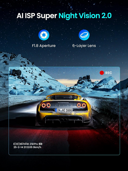 Telecamera Auto Anteriore Posteriore DDPAI Z50 Pro Dual, 4K, Wi-Fi, GPS, Display 3 pollici