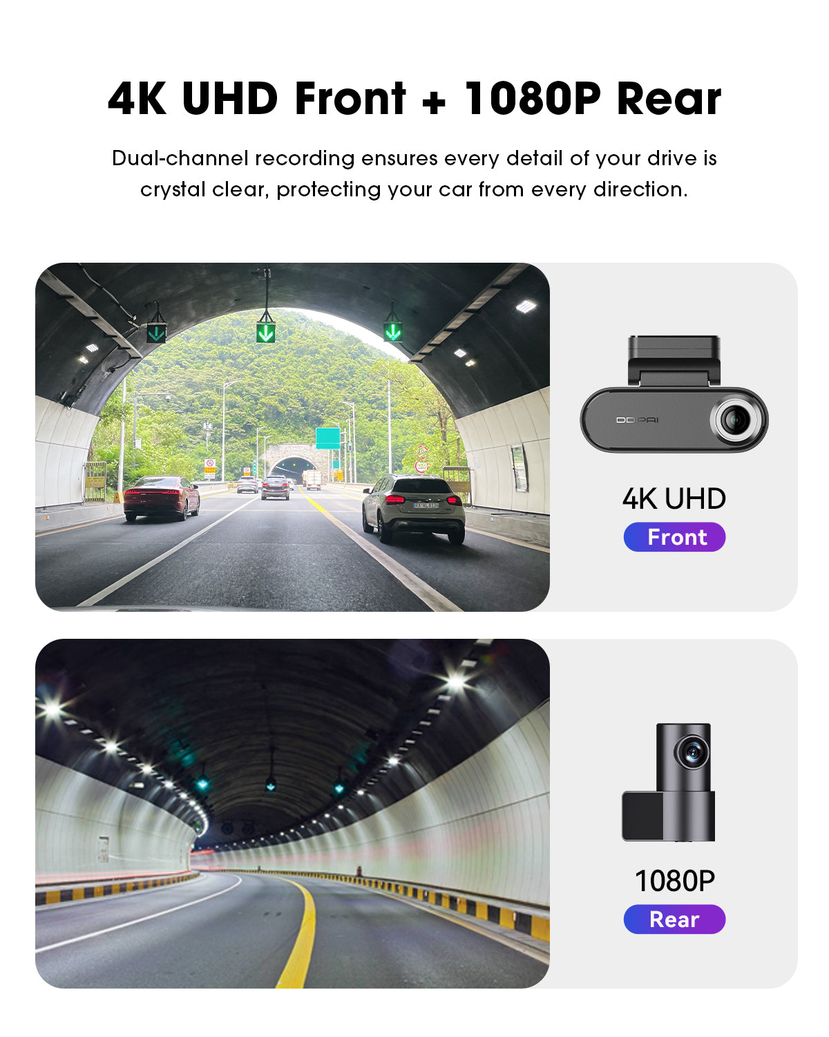 Auto Front- und Rückfahrkamera DDPAI N5 Dual 2026, 4K, Wi-Fi, GPS, KI