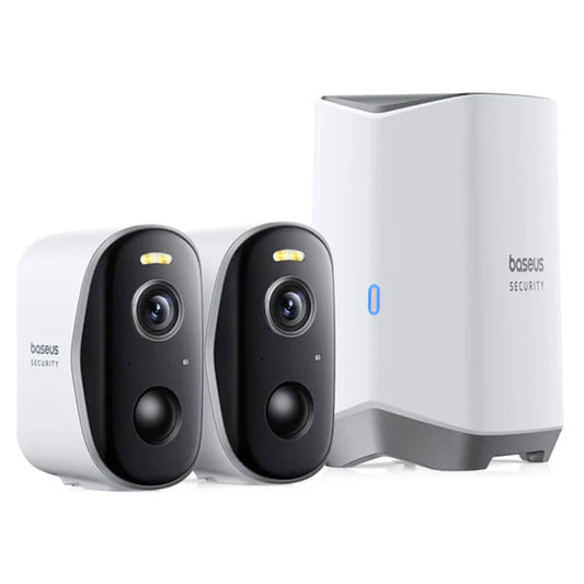 Camera di Sorveglianza Baseus N1 Plus, Wi-Fi, 2K, IP67, Esterno, Set 2 pezzi, Bianca S0TW012131