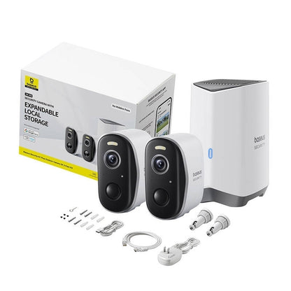 Camera di Sorveglianza Baseus N1 Plus, Wi-Fi, 2K, IP67, Esterno, Set 2 pezzi, Bianca S0TW012131