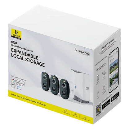 Telecamera di Sorveglianza Baseus N1, Wi-Fi, 2K, IP67, Esterno, Set 3 pezzi, Bianca S0TW022131