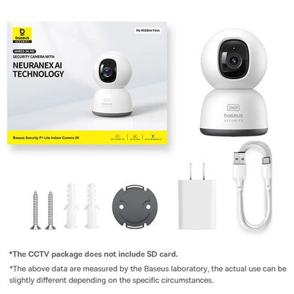 Caméra de Surveillance Baseus P1 Lite, Wi-Fi, 2K, Intérieur, Blanche C10669000123-00