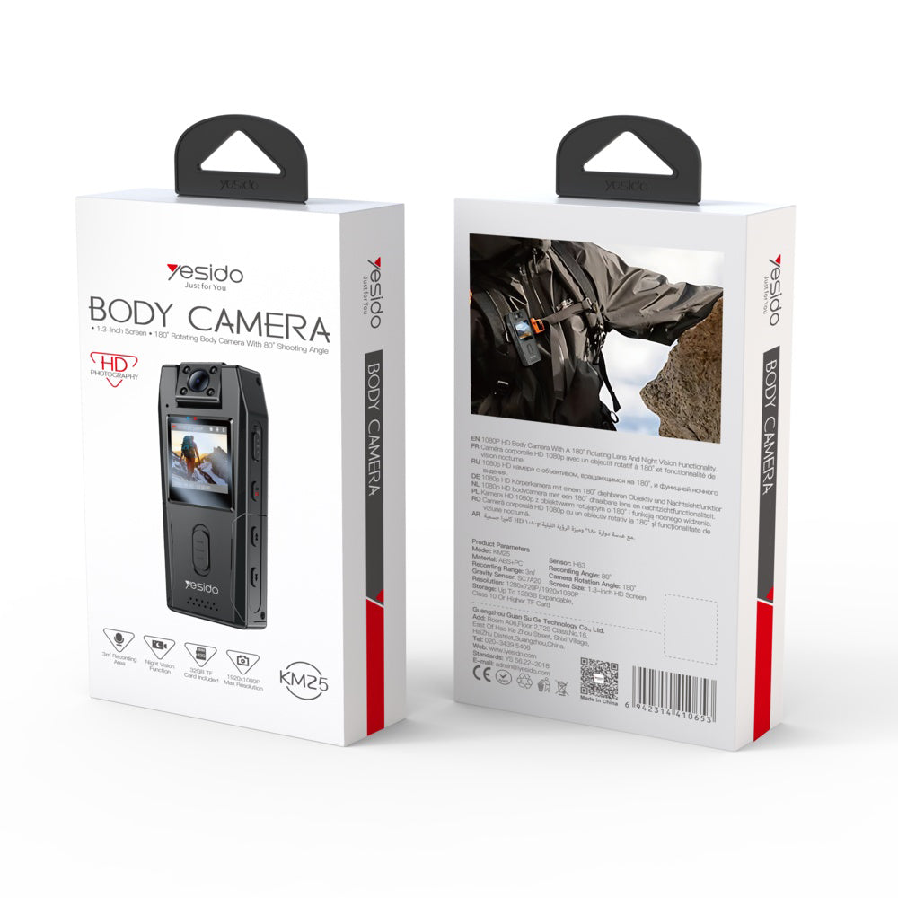 Camera Sport Yesido KM25, 1080P, Display 1.3 pollici, Nera