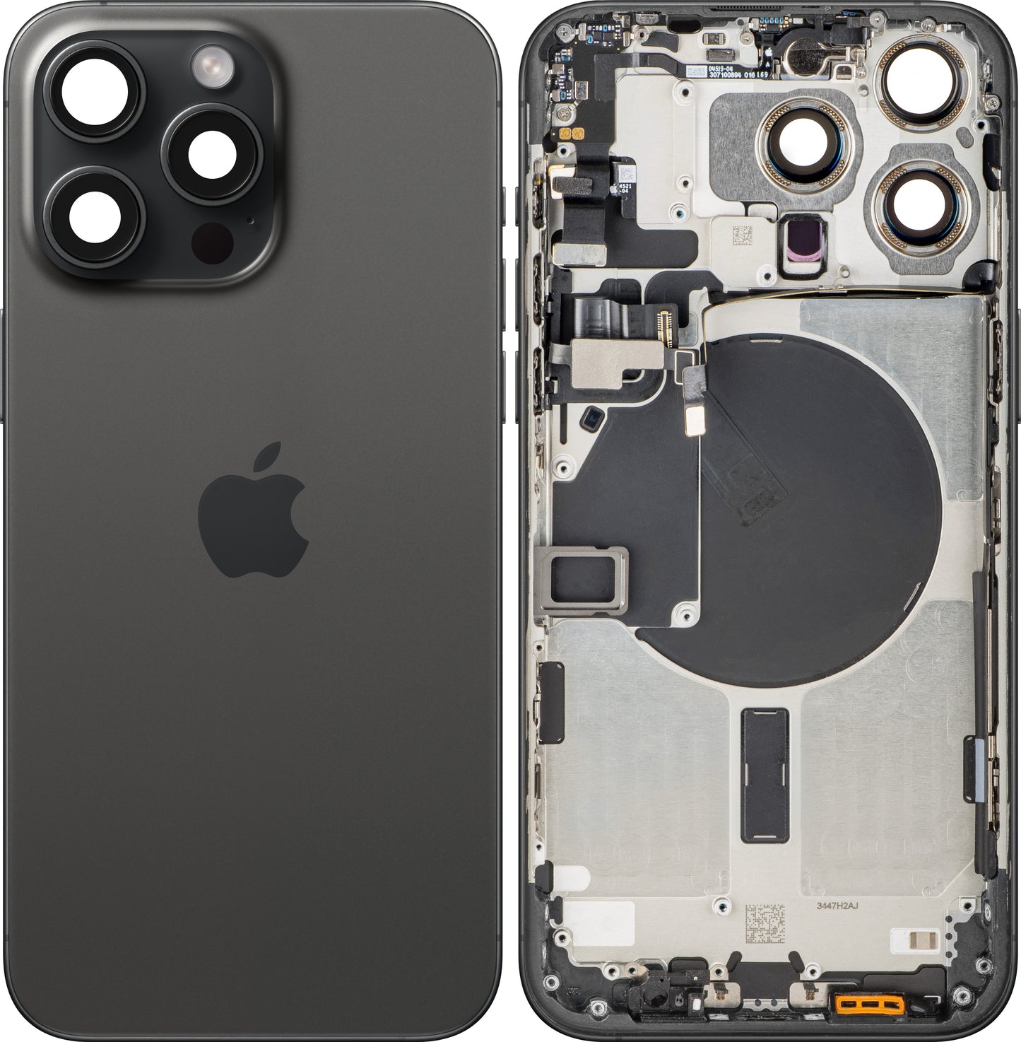 Akkuabdeckung Apple iPhone 15 Pro Max, mit Mittelgehäuse, Schwarz (Black Titanium), Swap