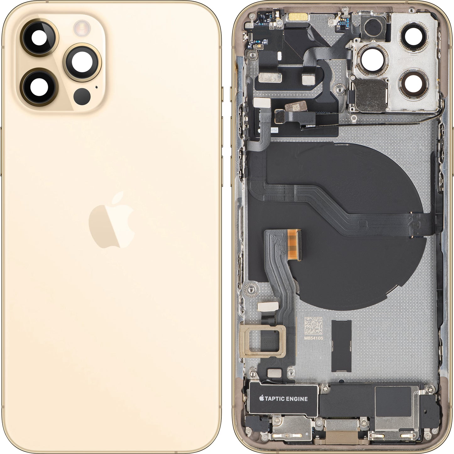 Couvercle de batterie Apple iPhone 12 Pro, avec boîtier intermédiaire, toutes pièces incluses, doré, échange