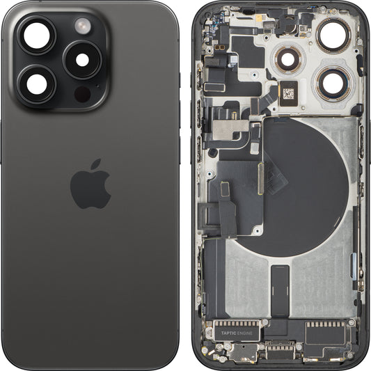 Copertura Batteria Apple iPhone 15 Pro, Con Scocca Centrale, Parti Complete, Nero (Titanio Nero), Swap
