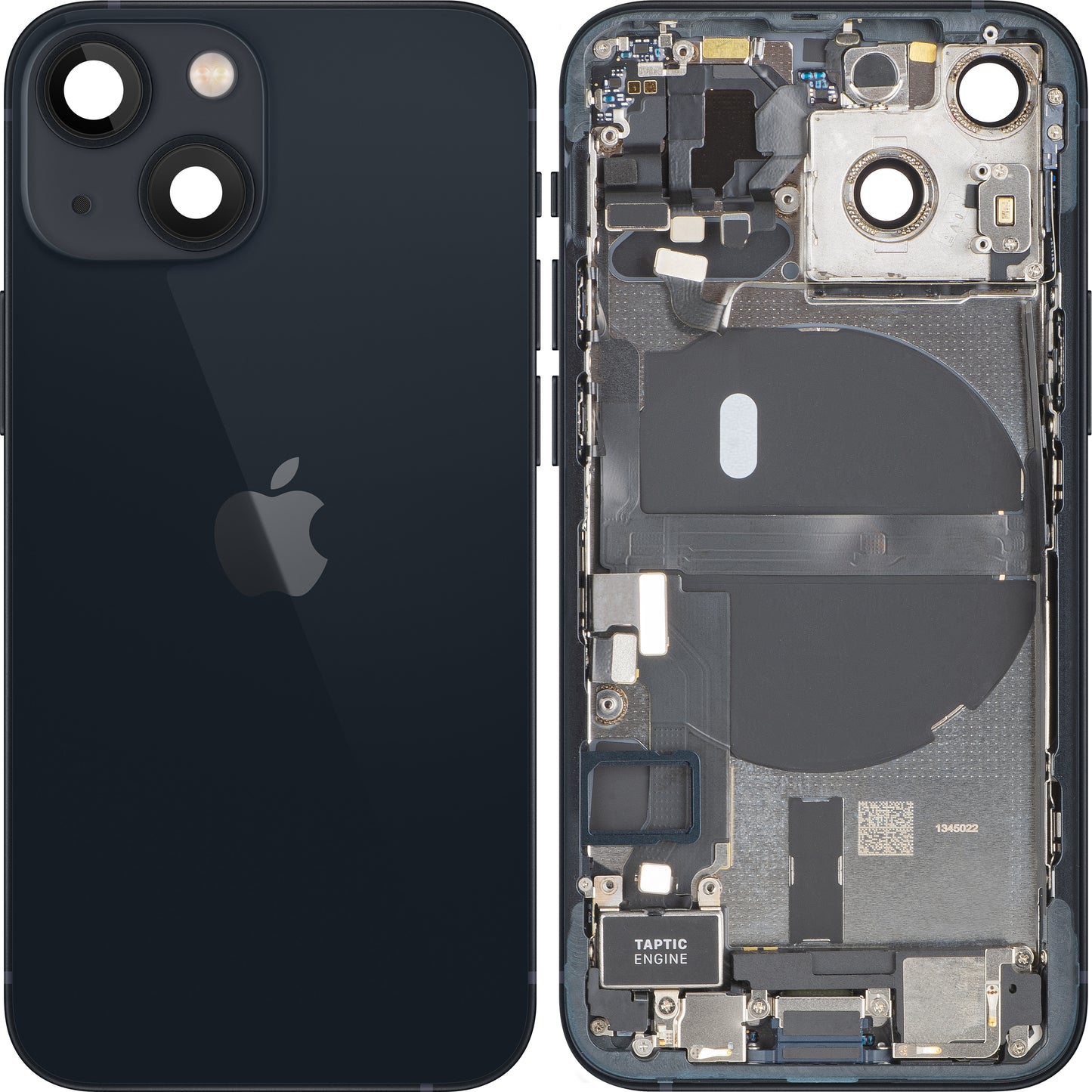 Batteriedeckel Apple iPhone 13 mini, mit Mittelgehäuse, Vollständige Teile, Schwarz (Midnight), Swap
