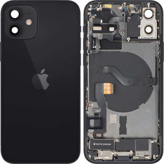 Apple iPhone 12 Akkudeckel, mit Mittelgehäuse, Vollständige Teile, Schwarz, Swap