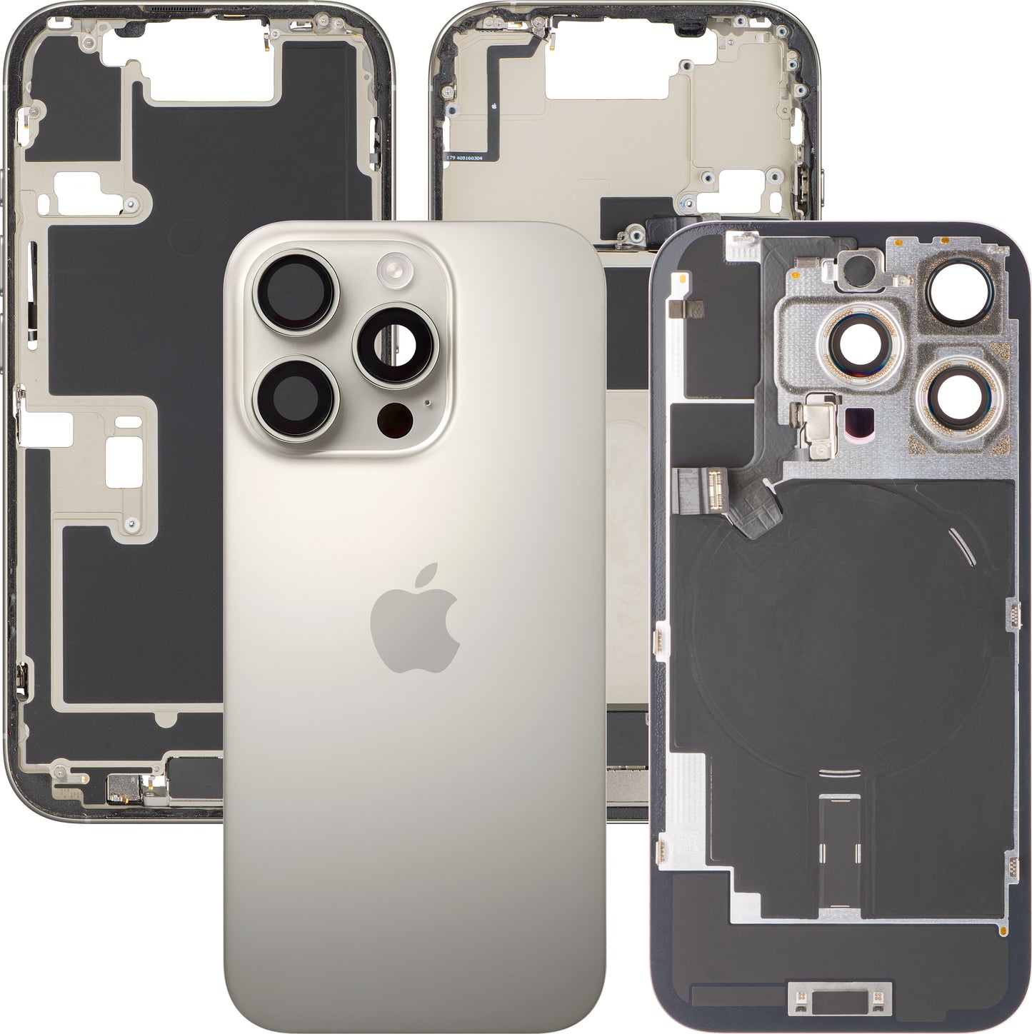 Apple iPhone 16 Pro Akkudeckel, mit Mittelgehäuse, Vollständige Teile, Beige (Natural Titanium), Swap