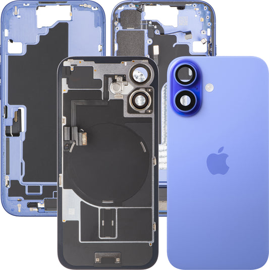 Apple iPhone 16 Battery Cover, With Middle Frame, Full Parts, Ultramarine Blue, Swap