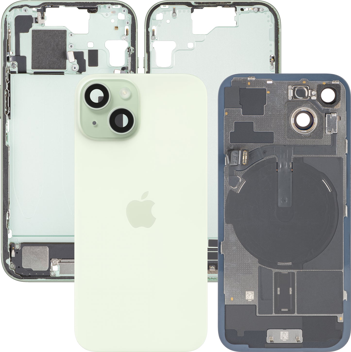 Capot de batterie Apple iPhone 15, avec coque intermédiaire, pièces complètes, vert, échange