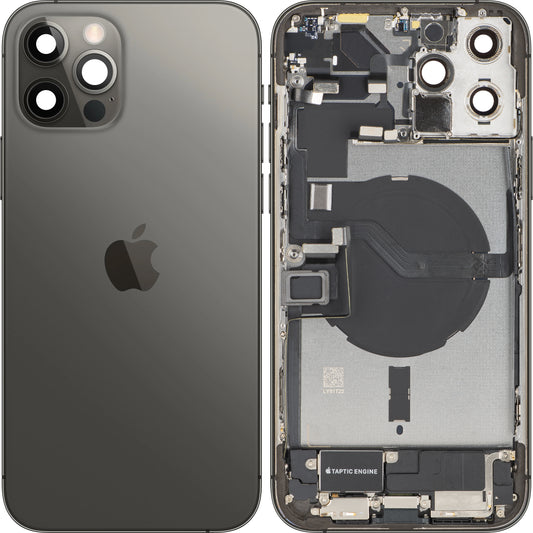 Couvercle de batterie Apple iPhone 12 Pro Max, avec boîtier intermédiaire, pièces complètes, Gris (Graphite), Échange
