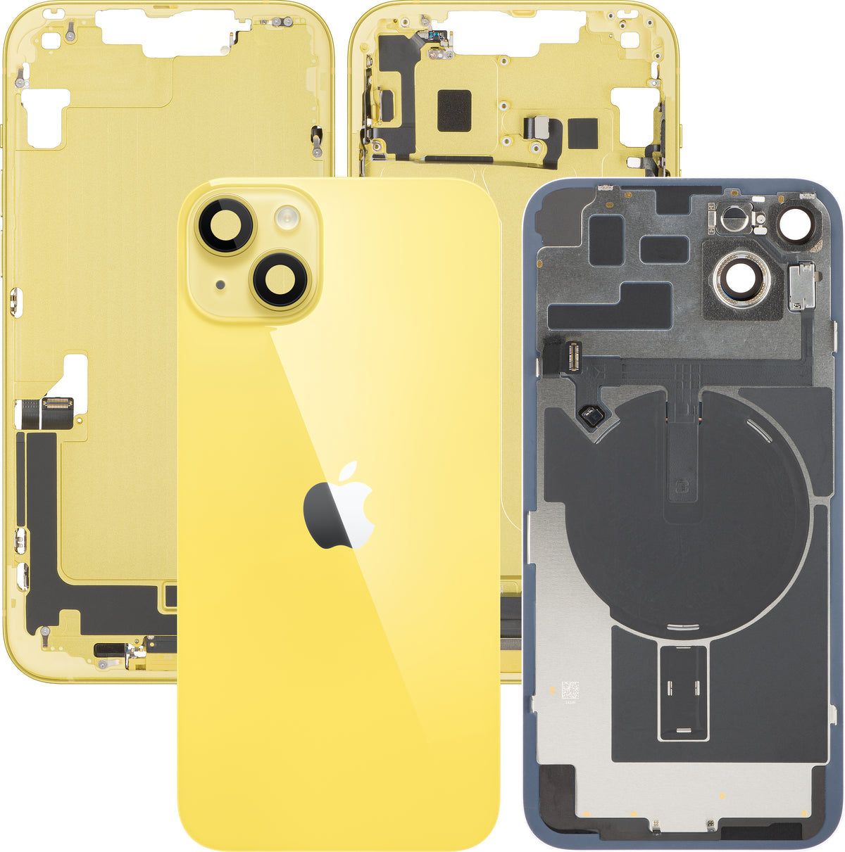 Coque Batterie Apple iPhone 14 Plus, Avec Châssis Central, Pièces Complètes, Jaune, Échange Premium