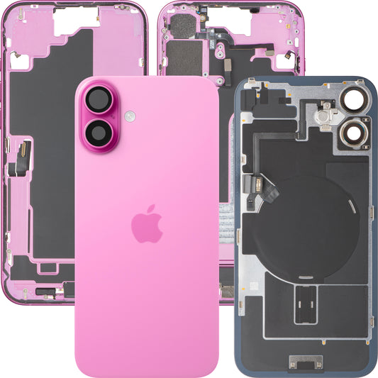 Copertura Batteria Apple iPhone 16 Plus, Con Scocca Centrale, Parti Complete, Rosa, Swap Premium