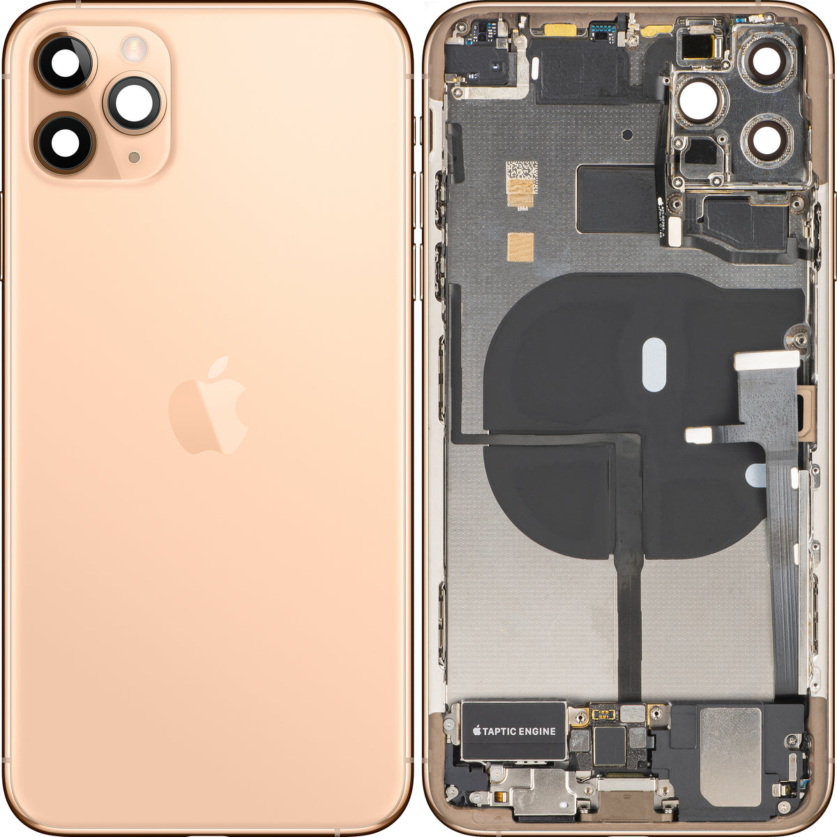Batteriedeckel Apple iPhone 11 Pro Max, mit Mittelgehäuse, Komplettteile, Gold (Matt Gold), Premium Swap