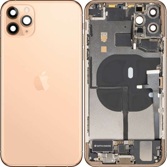 Copertura Batteria Apple iPhone 11 Pro Max, Con Scocca Centrale, Parti Complete, Oro Opaco (Matte Gold), Swap Premium