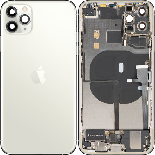 Cover Batteria Apple iPhone 11 Pro Max, Con Scocca Centrale, Parti Complete, Argento (Matte Silver), Swap Premium
