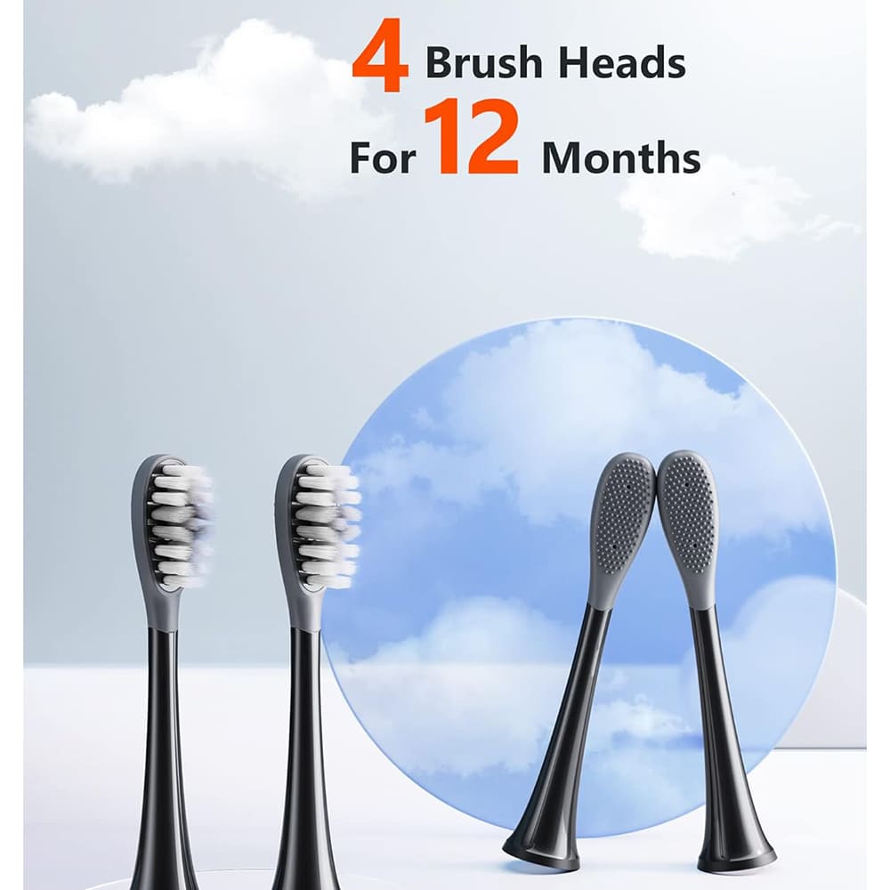 Tête de rechange Gum Care pour brosse à dents électrique Bitvae S2 / S3, lot de 4 pièces, blanc