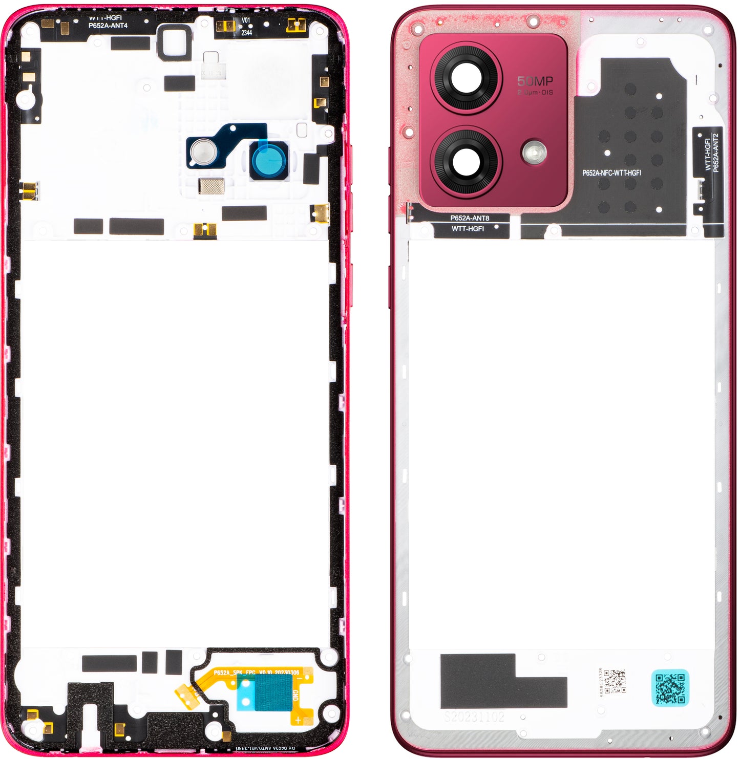 Coque centrale Motorola Moto G84, Rouge (Viva Magenta), Service Pack 5S58C23328