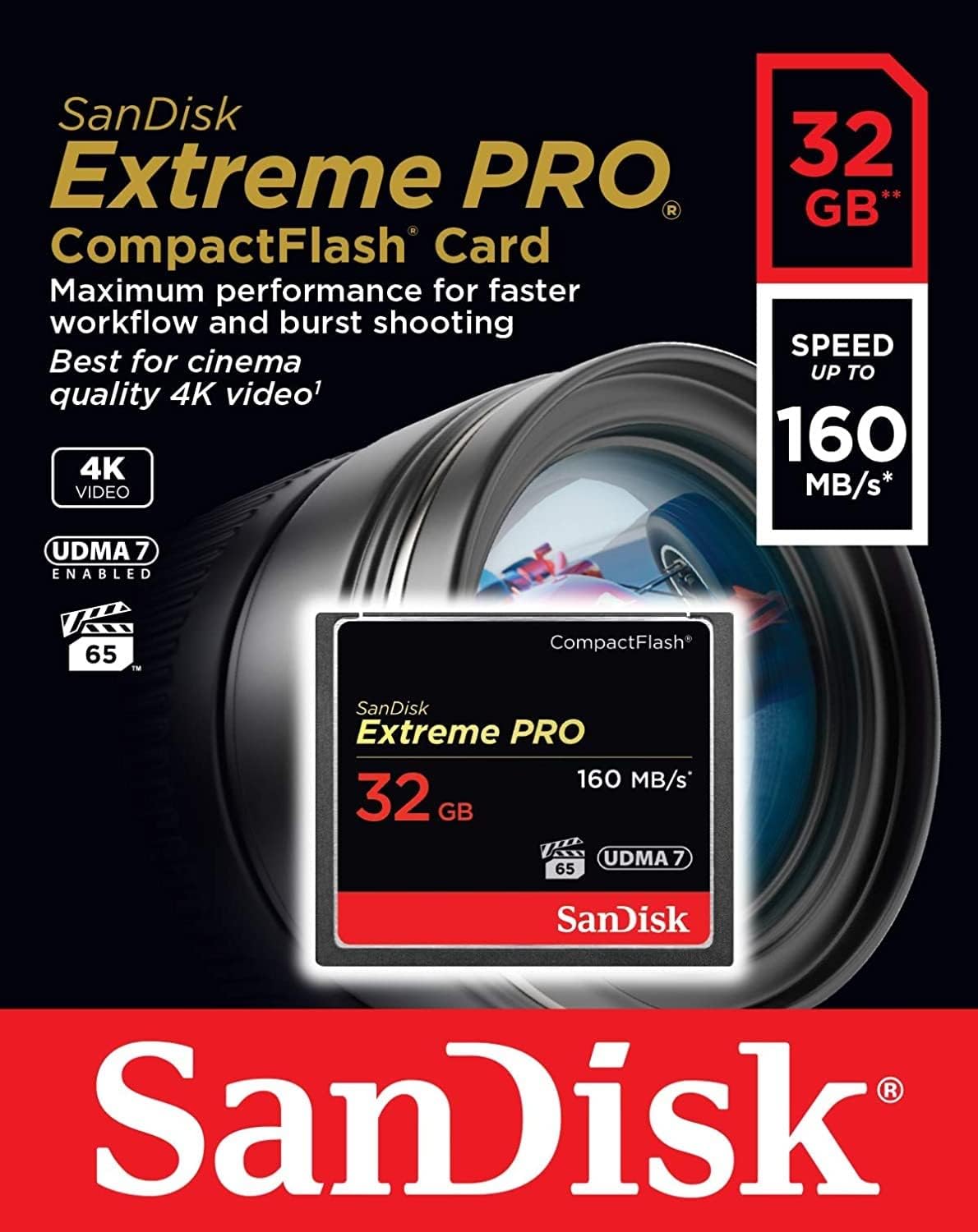 Carte Mémoire CompactFlash SanDisk Extreme Pro, 32Go, UDMA 7 SDCFXPS-032G-X46