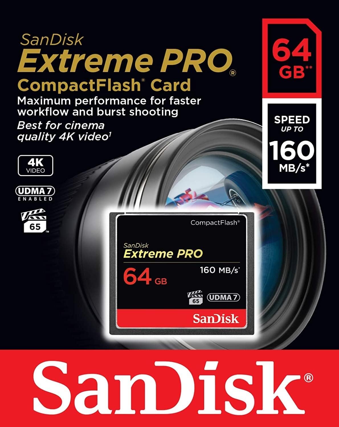 CompactFlash Speicherkarte SanDisk Extreme Pro, 64GB, UDMA 7 SDCFXPS-064G-X46