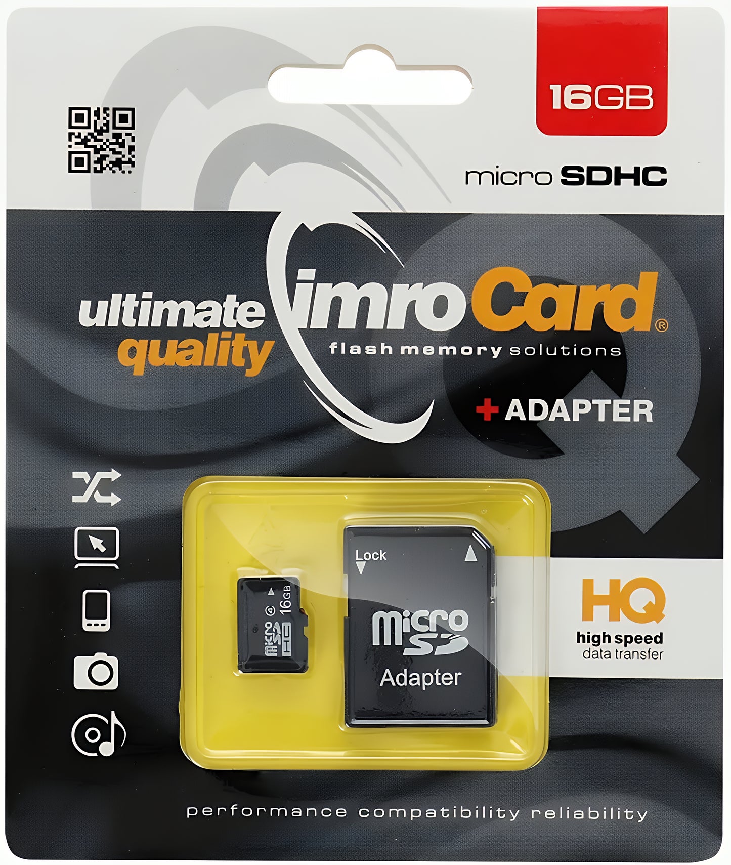 Scheda di Memoria microSDHC Imro, 16Gb, Classe 4, Con Adattatore