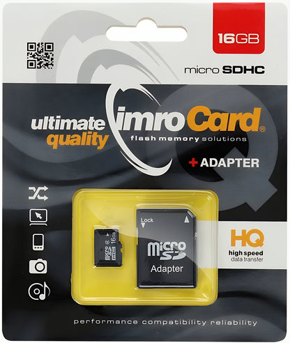 Scheda di Memoria microSDHC Imro, 16Gb, Classe 4, Con Adattatore