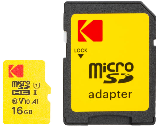microSDHC Speicherkarte Kodak Premium Performance, 16GB, Klasse 10 / UHS-1 U1, mit Adapter EKMSDM16GHC10J6