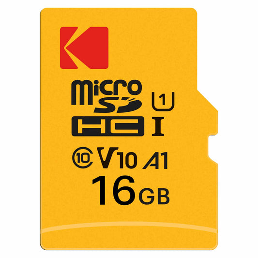 Scheda di Memoria microSDHC Kodak Premium Performance, 16Gb, Classe 10 / UHS-1 U1, Con Adattatore EKMSDM16GHC10K