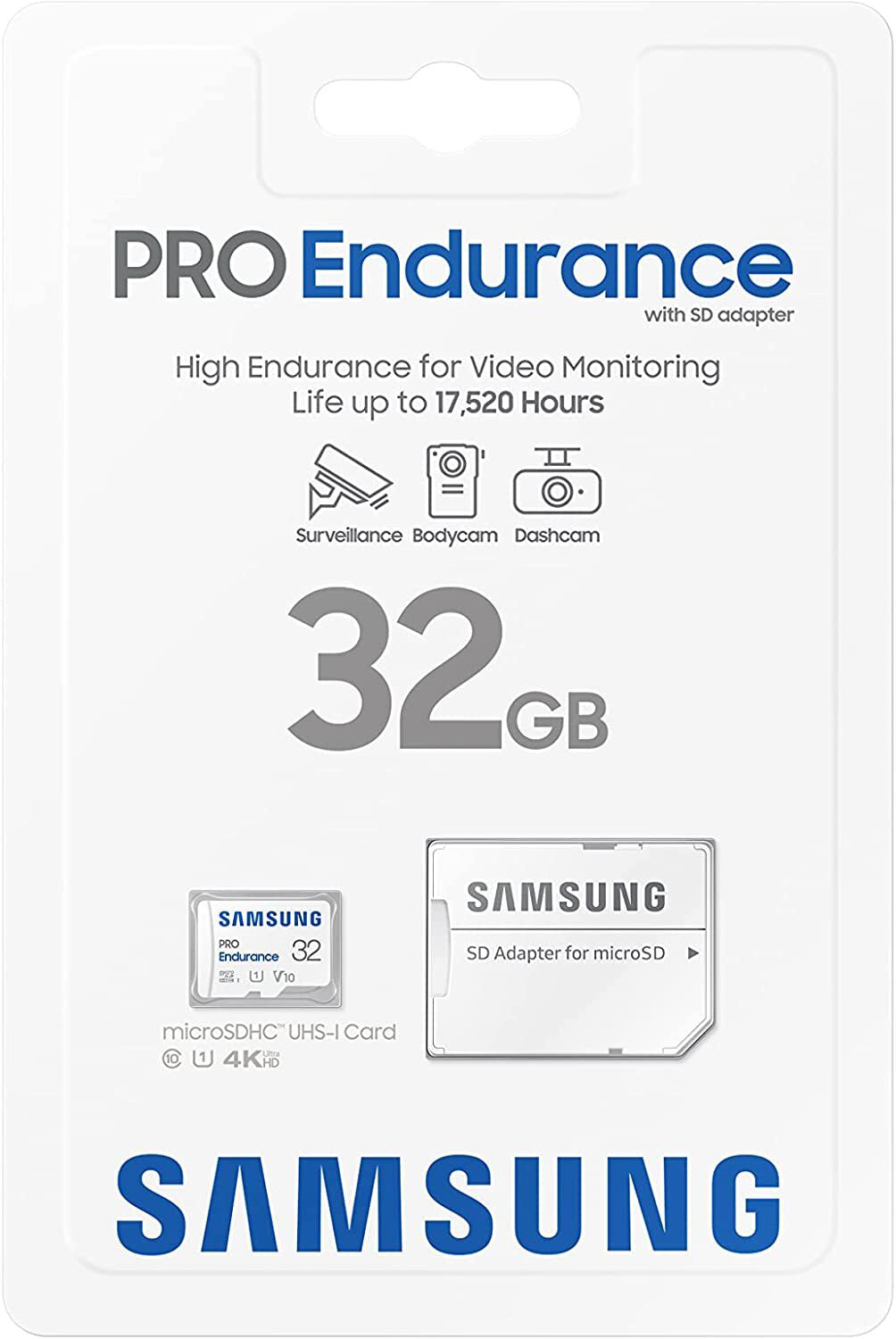 Samsung PRO Endurance microSDHC Memory Card, 32Gb, Class 10 / UHS-1 U1, With Adapter MB-MJ32KA/EU