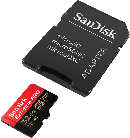 SanDisk Extreme Pro microSDHC Memory Card, 32GB, Class 10 / UHS-1 U3, With Adapter SDSQXCG-032G-GN6MA