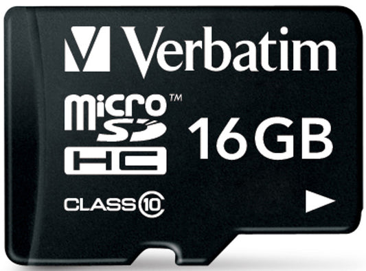 Scheda di memoria microSDHC Verbatim, 16Gb, Classe 10 / UHS-1 U1, Con Adattatore