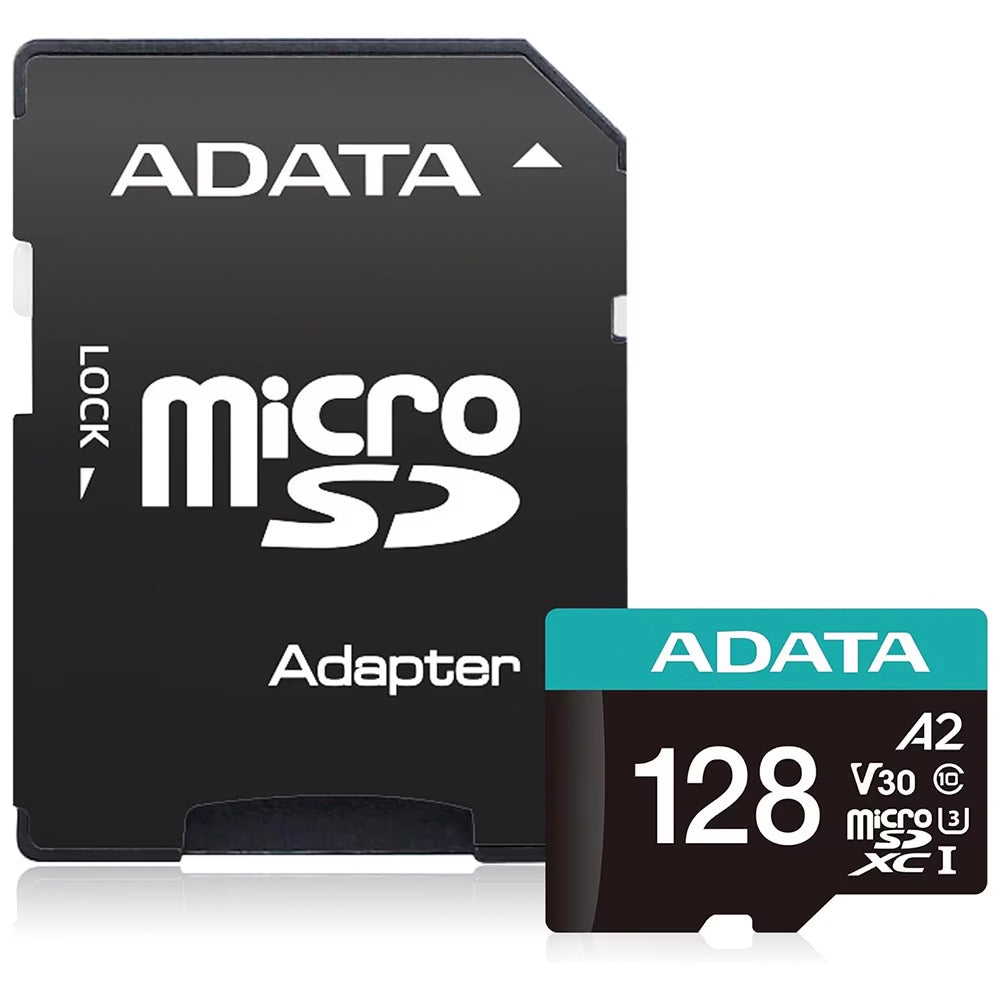Scheda di Memoria microSDXC Adata Premier Pro, 128GB, Classe 10 / UHS-1 U3, Con Adattatore AUSDX128GUI3V30SA2-RA1