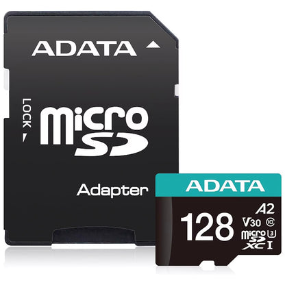 Scheda di Memoria microSDXC Adata Premier Pro, 128GB, Classe 10 / UHS-1 U3, Con Adattatore AUSDX128GUI3V30SA2-RA1
