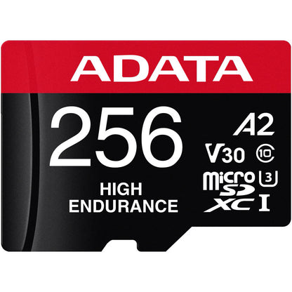 Carte mémoire microSDXC Adata High Endurance, 256Gb, Classe 10 / UHS-1 U3, Avec Adaptateur AUSDX256GUI3V30SHA2-RA1